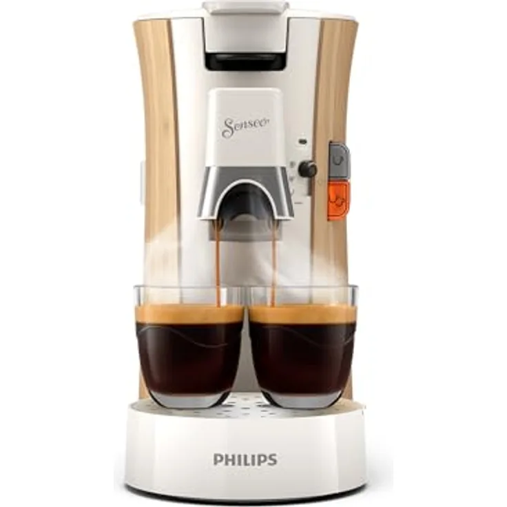 Versuni PHILIPS Senseo Select Kaffeepadmaschine - Intensität Plus, Memo-Funktion für 3 Kaffeespezialitäten, Crema Plus, Umweltfreundliches Produkt mit 37% Biobasiertem Kunststoff, Seidenweiß (CSA240/05) - Preisvergleich