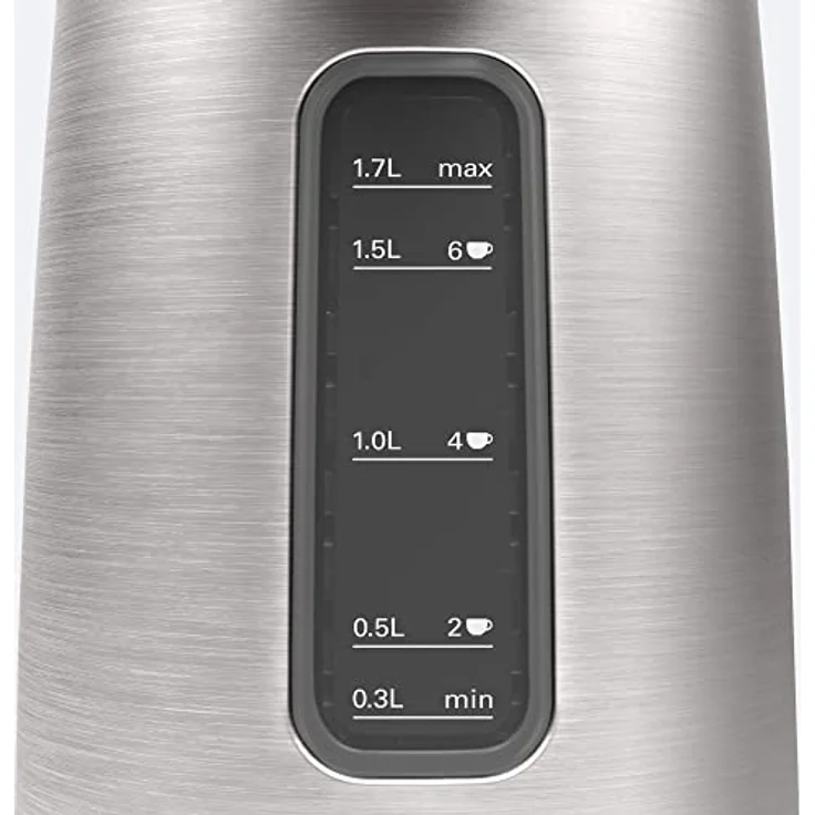 Bosch TWK5P480 DesignLine kabelloser Wasserkocher, Ausgießen ohne Spritzer, Tassenanzeige, extra große Wasserstandsanzeige, Überhitzungsschutz, 1,7 L, 2400 W, Edelstahl – Bild 4
