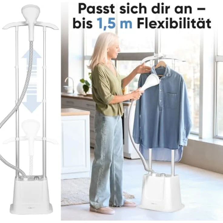 Clatronic TDC 3809 Dampfglätter 1600W Weiß, mit abnehmbarem Wassertank, 3-stufiger Dampfstoß-Einstellung und Teleskopgestänge – Bild 4