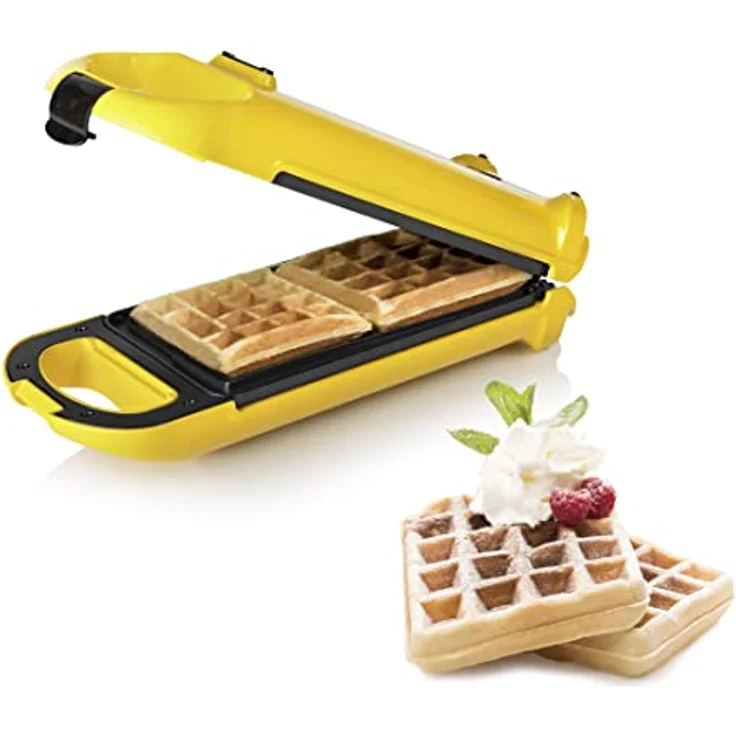 Princess 132406 Waffel Maker, für 2 Belgische Waffeln, mit horizontaler und vertikaler Positionsmöglichkeit, 700 Watt Leistung, Gelb – Bild 4