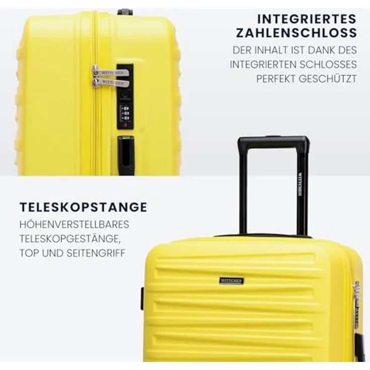 WITTCHEN Skyspeed Line Mittelgroßer Hartschalenkoffer, 67x45x26 cm, ABS, gelb, mit Kombinationsschloss und Teleskopgriff, 4 Doppelrollen – Bild 4