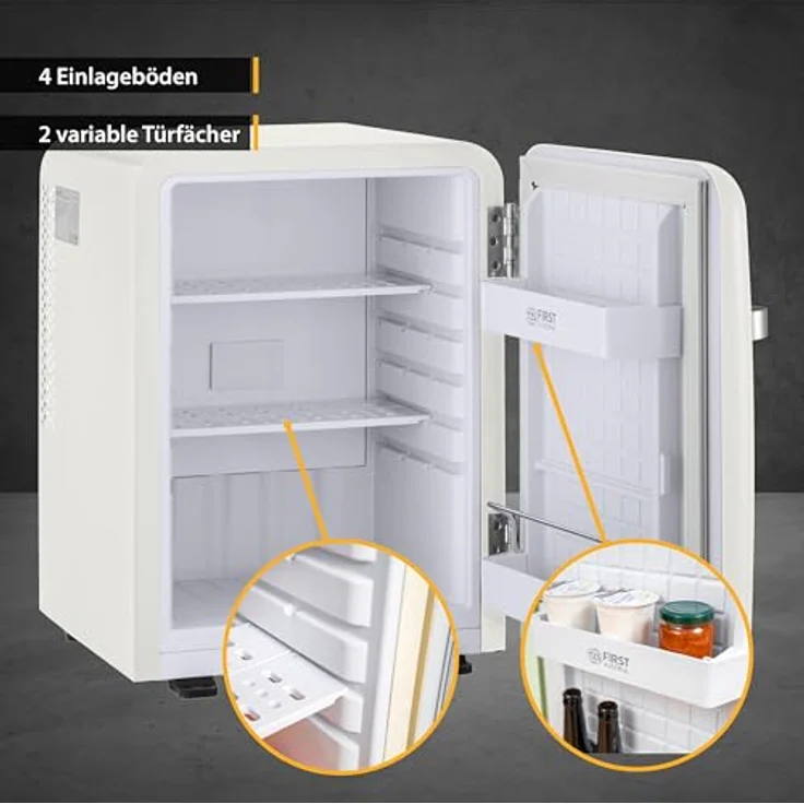 TZS First Austria Minikühlschrank | Retro Design | Leiser Betrieb | Einstellbare Kühlleistung | 40L | creme – Bild 4