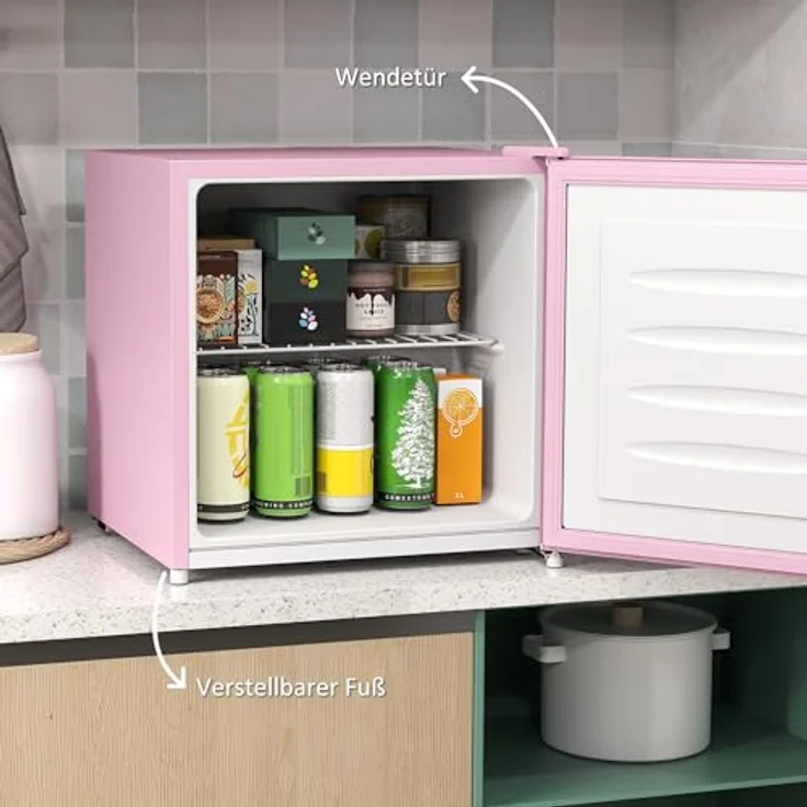 HOMCOM Mini-Gefrierschrank 35 L, freistehende Gefrierbox mit 5-stufiger Temperaturregelung und leisem Betrieb, rosa – Bild 5