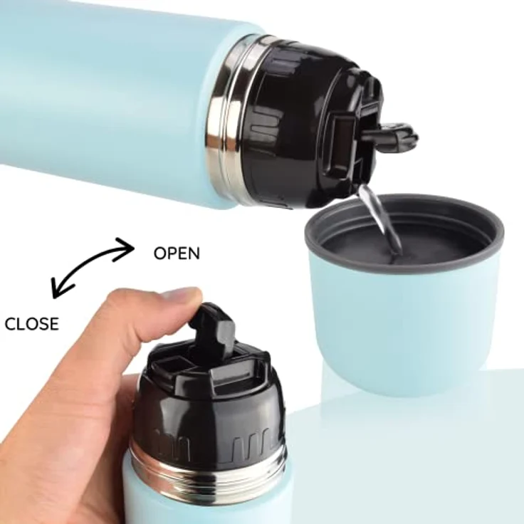 Milu Thermosflasche Thermoskanne Isolierflasche 1L, 750ml, 500ml - Isolierte Edelstahl Trinkflasche, 100% Auslaufsicher, Doppelwandisolierung (Babyblau, 750 ml) – Bild 3