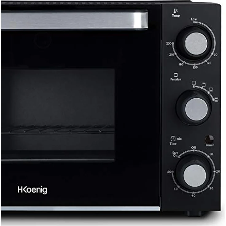 H.Koenig Mini Backofen, 20L, Elektrisch, FO20, Stellbar, Kompakt, Multifunktion, Leistungsstark, 1400W, Programmierbar, 4 Kochstufen, 230°, 60 Min. Timer, Glastür mit Doppelverglasung – Bild 4