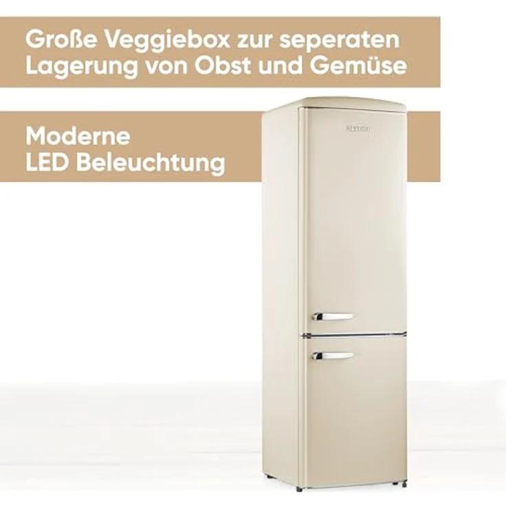 SEVERIN Retro Kühl- & Gefrierkombination RKG 8919, creme, LED-Beleuchtung, 244 L Nettovolumen, nur 39 dB – Bild 2
