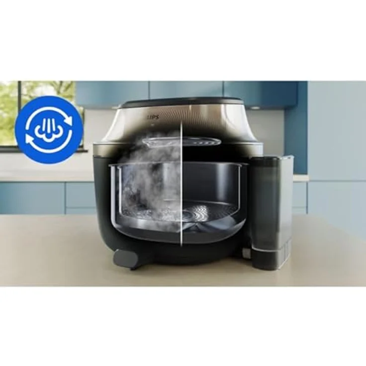 Philips Heißluftfritteuse NA547/07 Steam Airfryer 5000 Series, 7,2L, 2000 W, mit Dampfgarfunktion und RapidAir Plus Technologie, Schwarz/Gold – Bild 9