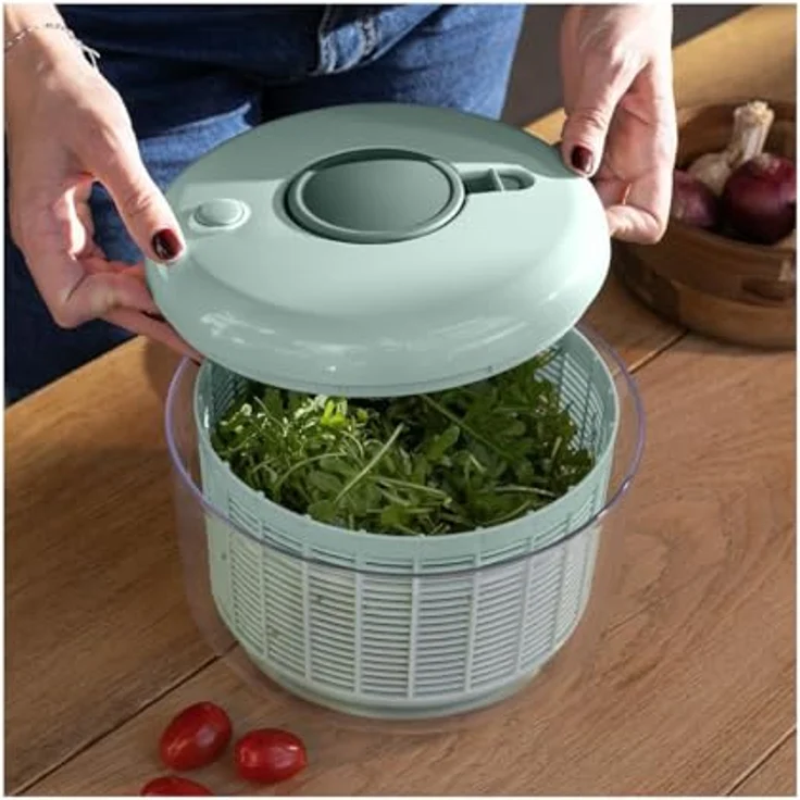 Livoo feel good moments Salatschleuder men434, 4,2 l Fassungsvermögen mit Druck-Schleudersystem, rutschfester Unterseite und spülmaschinenfest – Bild 2