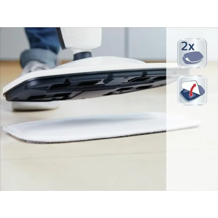 Leifheit 2er Set Ersatzpads Dampfreiniger CleanTenso, Dampfbesen Wischbezug für eine porentiefe Reinigung, Dampfmop Ersatz mit Klettunterseite – Bild 2