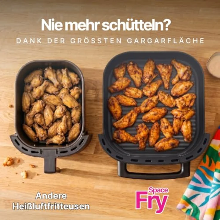 Seeger SpaceFry XXL Heißluftfritteuse, 6L, Airfryer mit Sichtfenster, 11 Garprogramme, 80-230 °C, PFAS-frei, Pizzaofen – Bild 3
