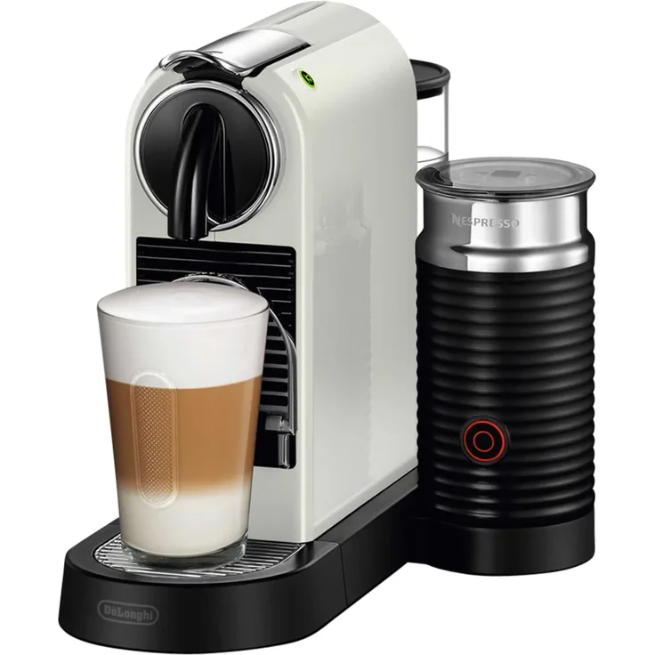 DeLonghi EN267.WAE Citiz Milk, Nespresso Kaffeekapselmaschine mit integriertem Aeroccino, weiß/schwarz, 19 bar Pumpendruck