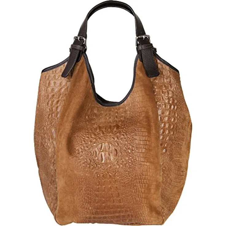 Samantha Look Shopper, echt Leder, italienisches Rindleder mit Krokoprägung, 45x45x13 cm, Made in Italy