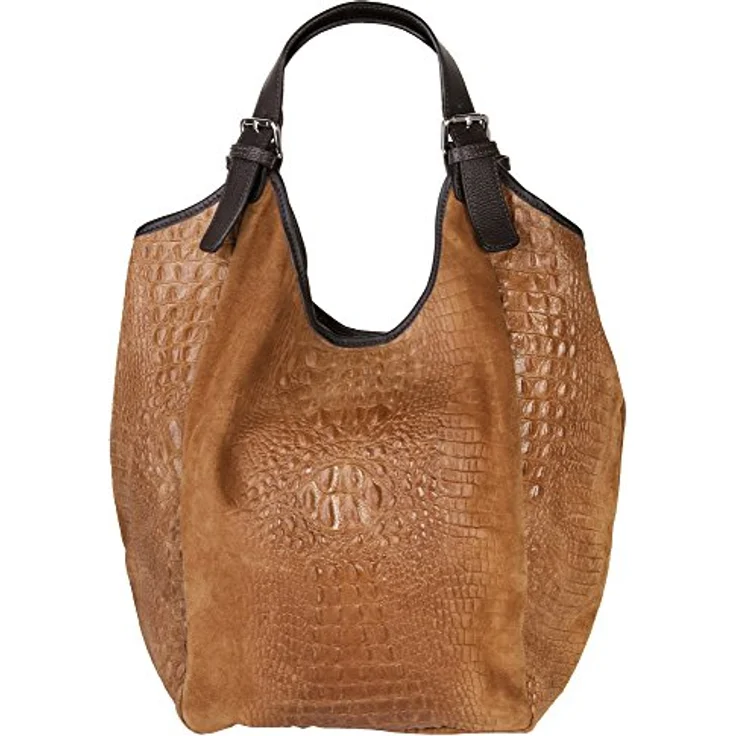 Samantha Look Shopper, echt Leder, italienisches Rindleder mit Krokoprägung, 45x45x13 cm, Made in Italy – Bild 1
