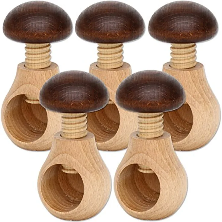Dekohelden24 Nussknacker Schraubgewinde als 5er Set, Pilz Braun, 5 Stück, 5