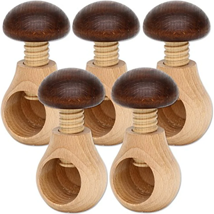 Dekohelden24 Nussknacker Schraubgewinde als 5er Set, Pilz Braun, 5 Stück, 5 – Bild 1
