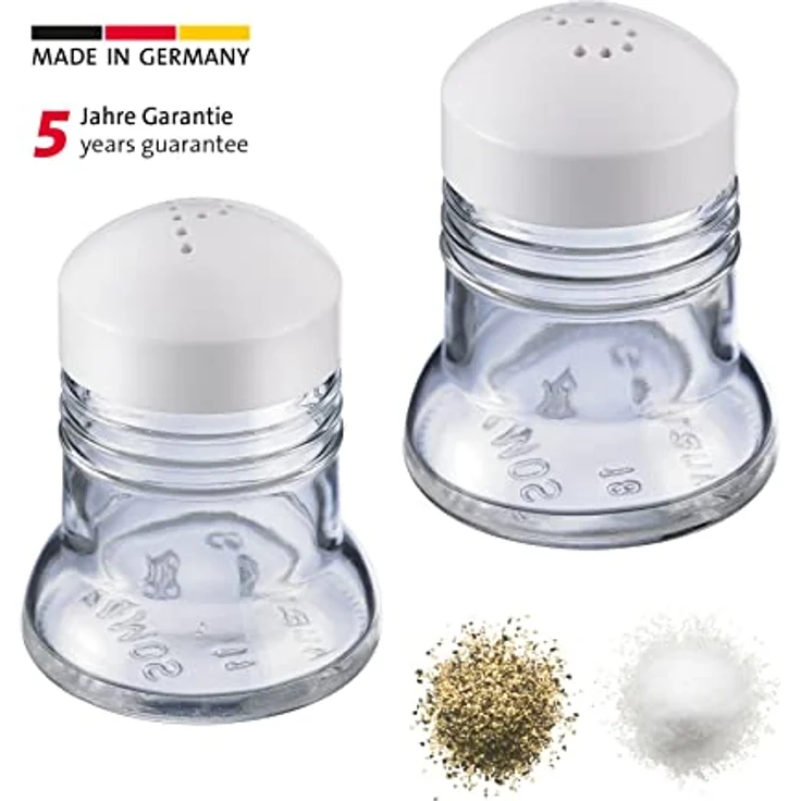 Westmark Salz- und Pfefferstreuer-Set, 2-tlg., Fassungsvermögen je 40 ml, Glas-Kunststoff, Paris-Standard, Transparent-Weiß, 63062270 – Bild 3