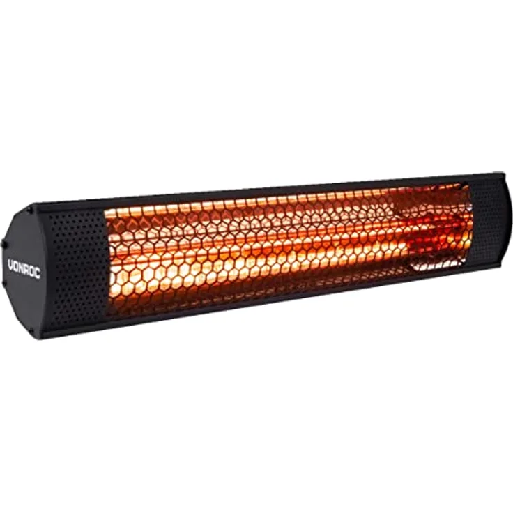 VONROC Marsili Compact, Infrarot Heizstrahler 2000W für Wand- oder Deckenmontage, IP55, Low Glare Technologie