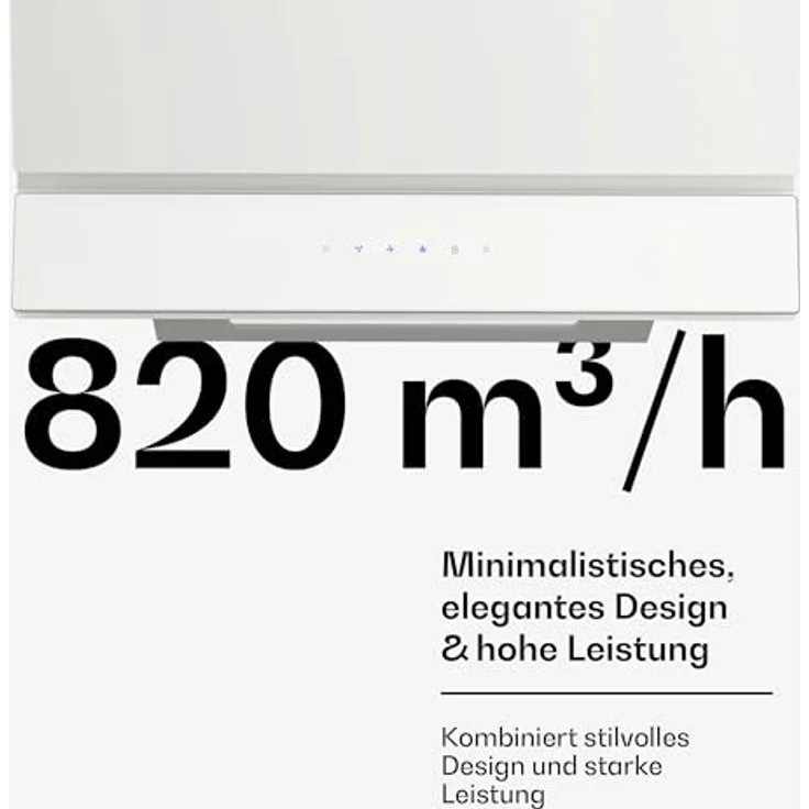 Klarstein Velaire Dunstabzugshaube 60 cm, Kopffreihaube mit 820 m³/h Boost, A++ Energieeffizienz, Touch-Bedienung, LED-Beleuchtung, leise, Aluminium- & Aktivkohlefilter, Weiß – Bild 4