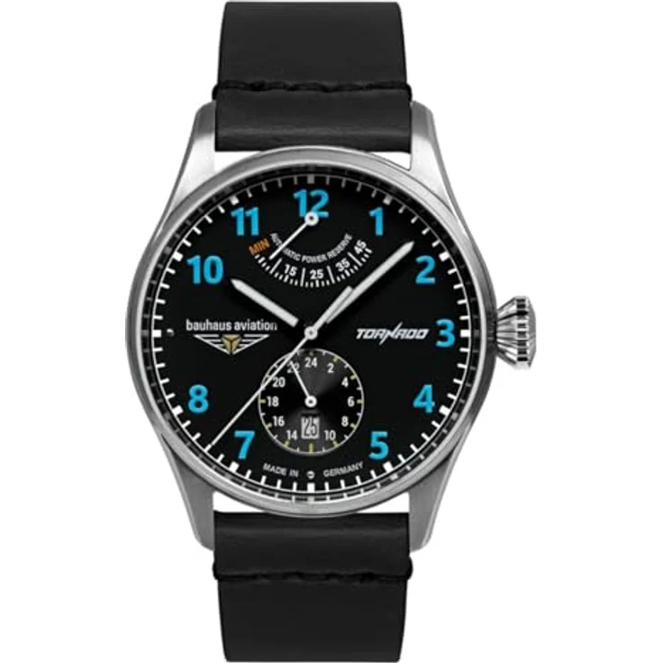 Bauhaus Herrenuhr CT-BHA Tornado Automatik Gangreserve Schwarz/Türkis 2790-3, Edelstahlgehäuse, schwarzes Zifferblatt – Bild 1