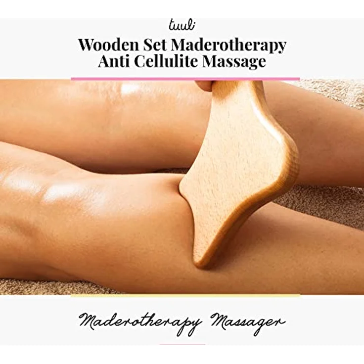 tuuli Accessories Brasilianische Maderotherapie Holz Set Massagegerät Swedische Tasse Roller Cellulite Lymphdrainage Gerät – Bild 3