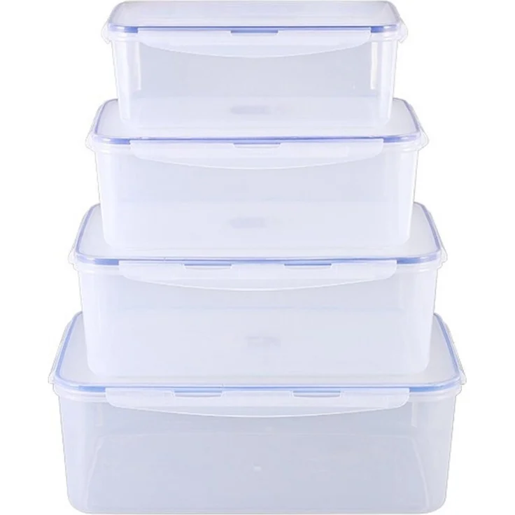 cheffinger 4er Set Aufbewahrungsdosen mit Deckel, luftdicht und auslaufsicher, 600 ml - 3000 ml, transparent