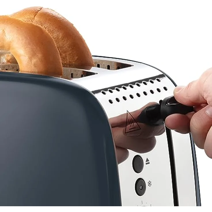 Russell Hobbs Toaster [für 2 Scheiben] Colours Plus Edelstahl Grau (extra breite Toastschlitze, inkl. Brötchenaufsatz, 6 Bräunungsstufen + Auftaufunktion, Lift & Look-Funktion, 1600W) 26552-56 – Bild 4