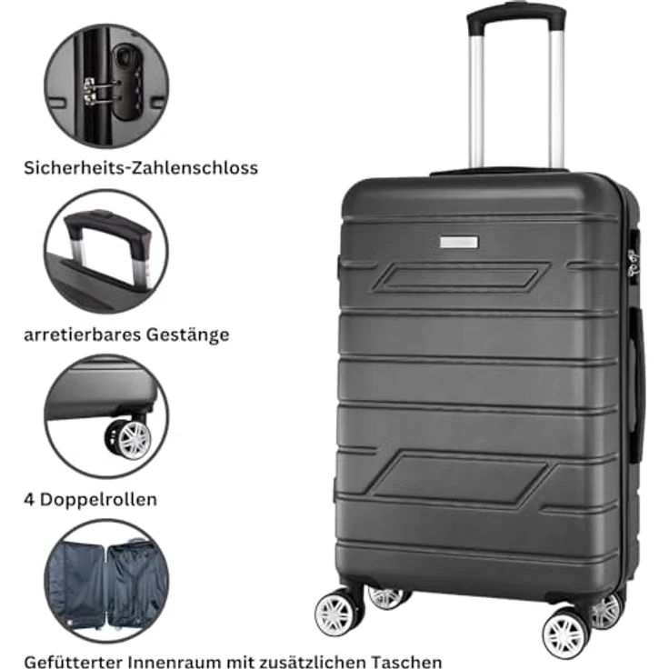 Nowi Bergamo 4 Rollen Kabinentrolley 56 cm, Stylisches Design, (37.40 l, S) – Bild 2