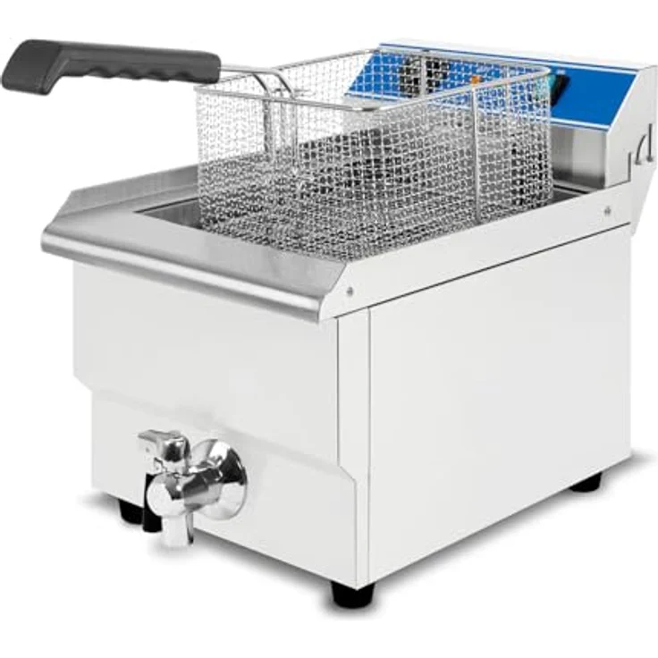 EBERTH VERTES FM19-FRT16-1, Edelstahl Friteuse mit 16L Fassungsvermögen, 50-200°C, 3000W, Kaltzonenprinzip und Ablasshahn, professionelle Gastronomie Fritteuse, leicht zu reinigen – Bild 3