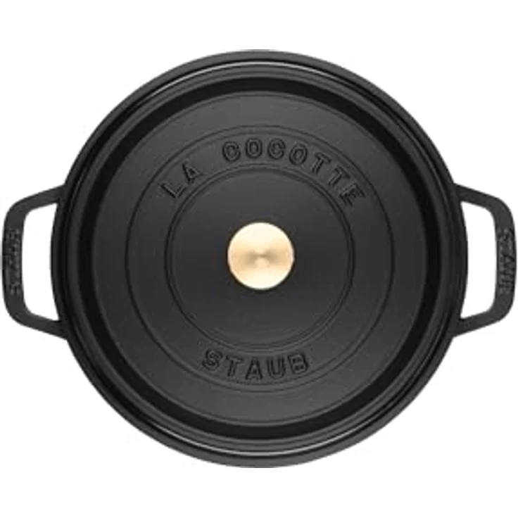 Staub 1101625 Cocotte-Bräter, rund mit Deckel 16 cm, 1,2 L, mit mattschwarzer lierung im Inneren des Topfes, schwarz – Bild 4