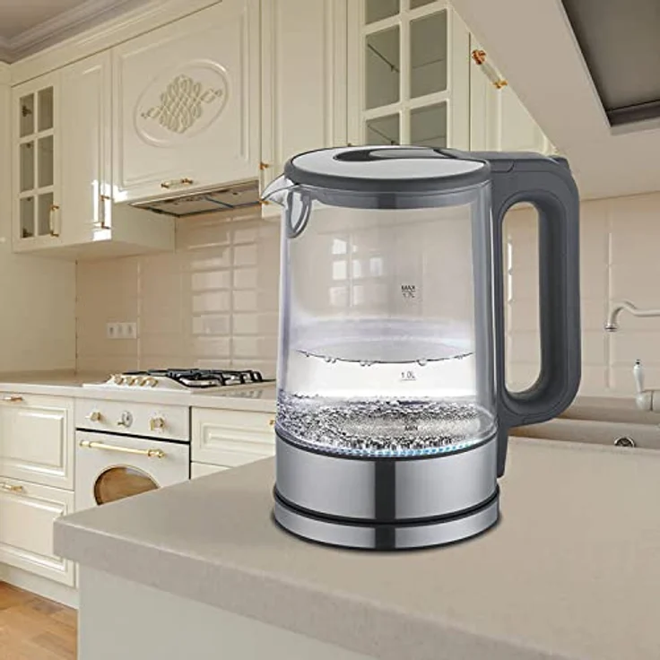 Maestro MR-053 Elektrischer Glas-Wasserkocher mit LED-Beleuchtung 360° Basis Edelstahl 2200W, 1,7L Fassungsvermögen, Überhitzungs- und Sicherheitsvorrichtung, Automatische Abschaltung. - Preisvergleich – Bild 2