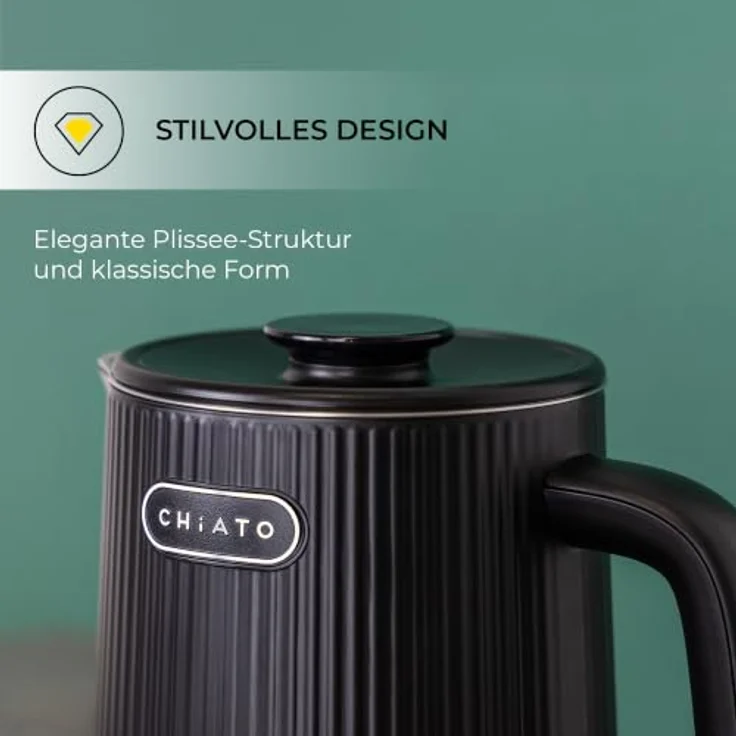 CHiATO heatPLAY Groove, Wasserkocher mit 1,7 Litern Fassungsvermögen und smartem Temperaturdisplay, Edelstahl mit matte Oberfläche – Bild 8