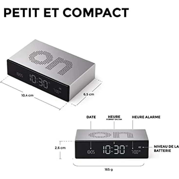 Lexon FLIP Premium LCD-Wecker (Alu Poli) – Bild 2