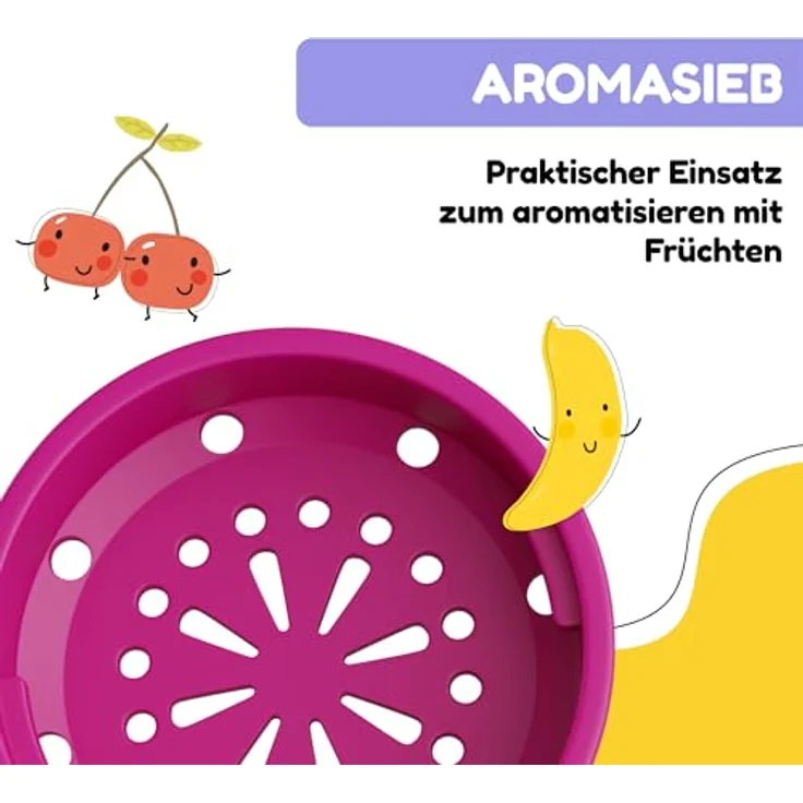 Klarstein Schmatzfatz Trinkflasche, 500 ml, auslaufsicher mit Fruchtaufsatz, BPA-frei, sportliches Design für Kinder, bunt – Bild 5