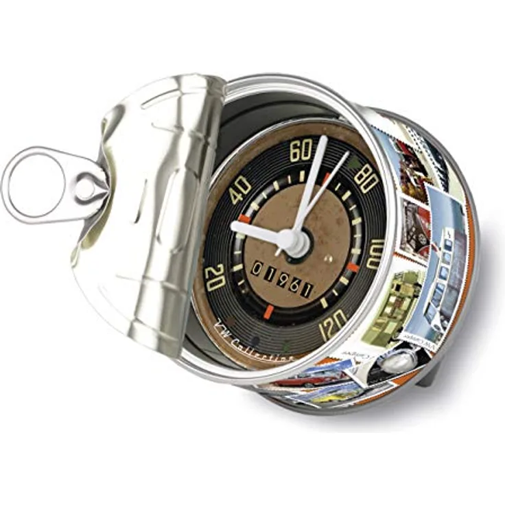 BRISA VW Collection - Volkswagen T1 Bulli Bus Tisch-Uhr, Magnet-Uhr, MyClock auch personalisierbar, Foto-Geschenk (Briefmarken)