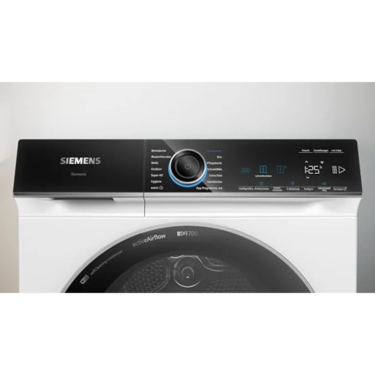 Siemens WR47B2C40 iQ700 Wärmepumpen-Trockner, 9 kg, Selbstreinigender Kondensator, AutoDry, Kurzprogramm 40', Nachlegefunktion, Reversierende Trommel, LED-Display, Touch Control – Bild 4