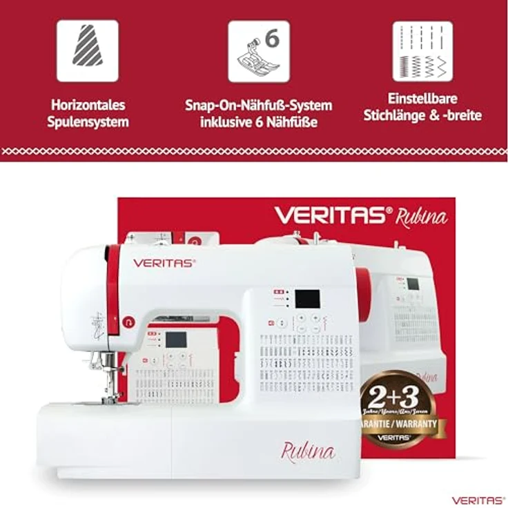 VERITAS Rubina Computer  -rot Computer-Nähmaschine, weiß – Bild 3