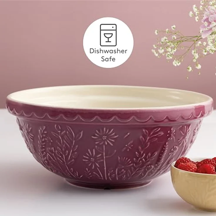 Mason Cash IN THE MEADOW Steingut Rührschüssel groß 2,7L, Ø 26 cm, mit Blumenmotiv, spülmaschinenfest und splitterresistent für Brotteig & Kuchenteig – Bild 5