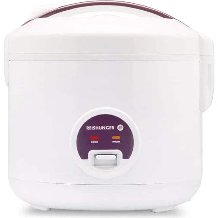 Reishunger Reiskocher & Dampfgarer mit Keramikbeschichtung - 1,2L, Weiß - für 1-6 Personen - Schnelle Zubereitung ohne Anbrennen - Mit Warmhaltefunktion inkl. Dämpfeinsatz, Löffel & Messbecher – Bild 1