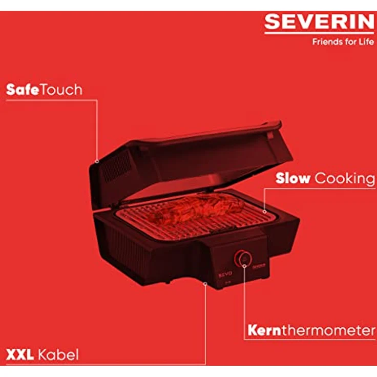 Severin PG 8106 SEVO GT Tischgrill, 3000 Watt, Schwarz, Silber – Bild 5