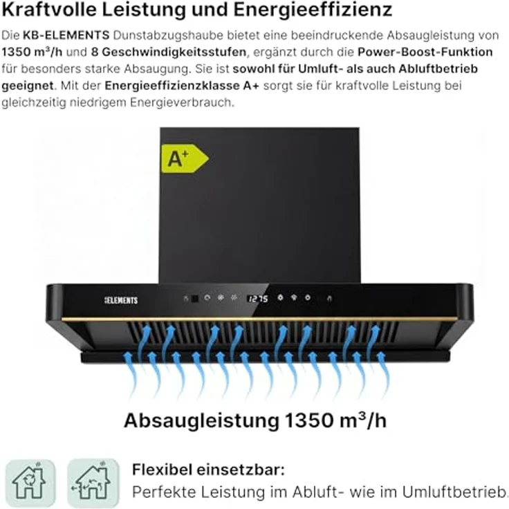 KB ELEMENTS Gaskochfeld ELK90GH1, 5-flammig mit Vollkupfer-Brenner, 90 cm, Edelstahl 304, Wok-Dreifachbrenner, automatische Sicherheitsabschaltung, für LPG/NG – Bild 3