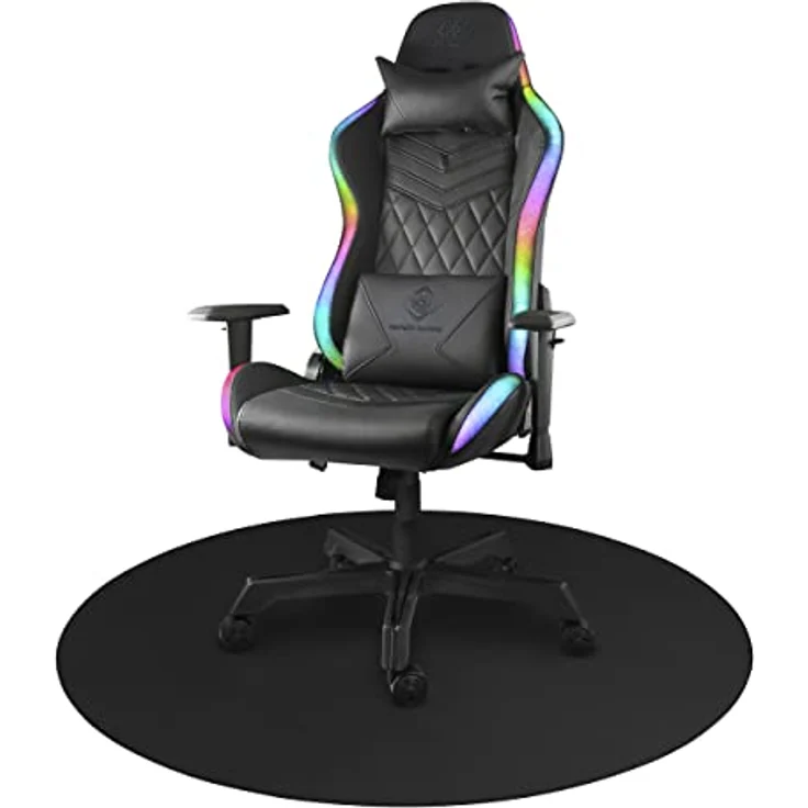 Deltaco Gaming DFP410 Bodenmatte Rund, 110x110cm, rutschfest - Schwarz, Blacks, Runde rutschfeste Spielbodenmatte – Bild 3
