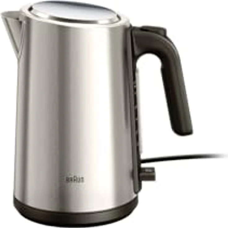 Braun Identity Collection WK5200BK, Elektrischer Wasserkocher aus Edelstahl, 1,7L, 2200W, 360° drehbarer Sockel, Wasserstandsanzeige, Kabelaufwicklung, Grau – Bild 1