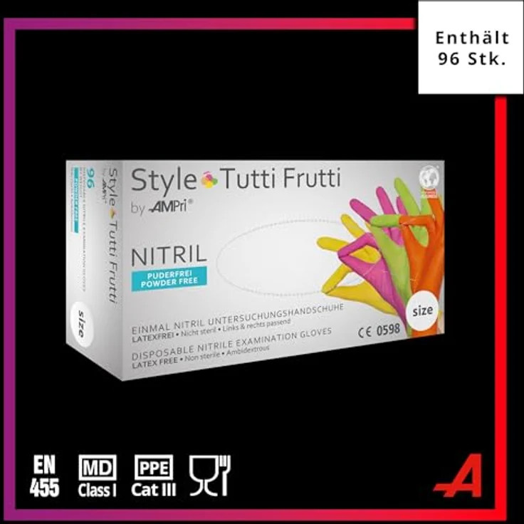 Ampri Nitrilhandschuhe STYLE TUTTIFRUTTI M farbmix – Bild 3