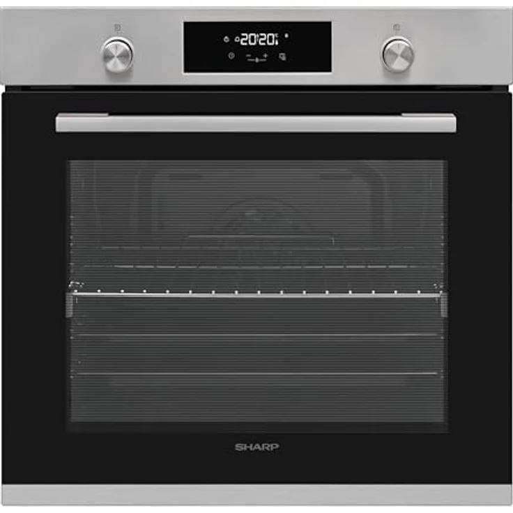 Sharp K-71P28INM-EU Einbau-Backofen, 78 Liter mit Pyrolyse Funktion, Edelstahl, 1-fach Vollauszug, 8 Backofenfunktionen, LED-Display – Bild 1