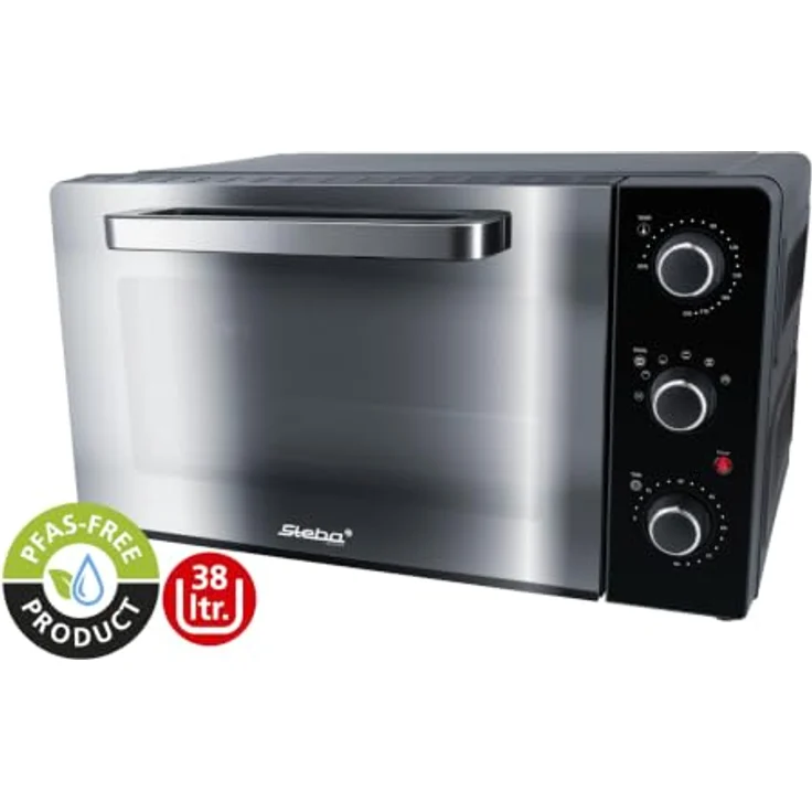 Steba KB 238 Mini-Backofen, 2000 Watt, 38 Liter, 3 Einschubebenen, Umluft, Timer, Schwarzstahl – Bild 8