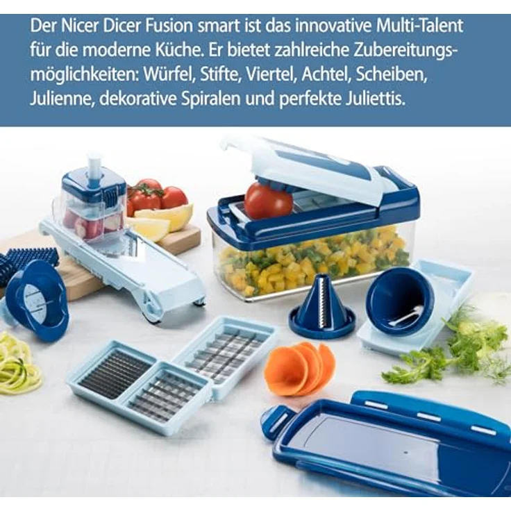 Genius Gemüse- und Obstschneider, Edelstahl, Saphirblau, 28.5 x 21 x 16.3 cm: Tests, Infos & Preisvergleich