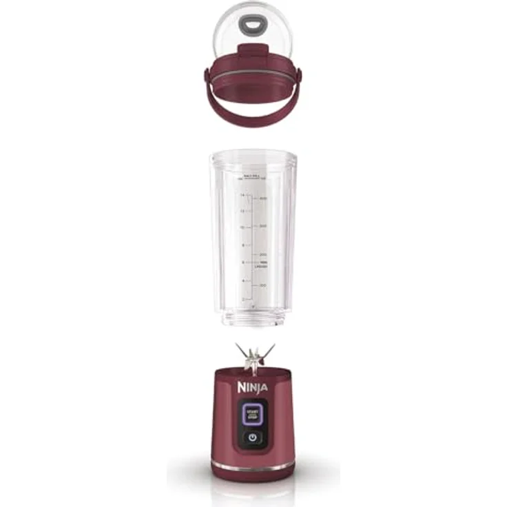 Ninja Blast Tragbarer Mixer, 530ml Becher, Auslaufsicherer Deckel, Leistungsstarker Mini Standmixer, Kabellos & Wiederaufladbar, Zerkleinert Eis & Obst, Cranberry – Bild 2