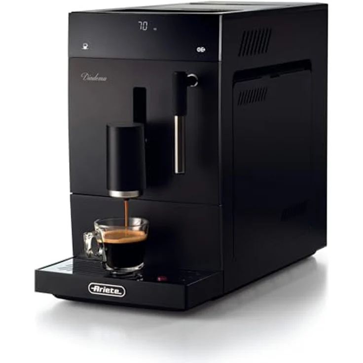 Ariete 1452 Diadema Kaffeevollautomat, 1350W, 19 bar Druck, für Kaffee, Amerikaner und Heißwasser, Cappuccino Gerät, LED-Display, verstellbarer Auslauf, schwarz – Bild 1