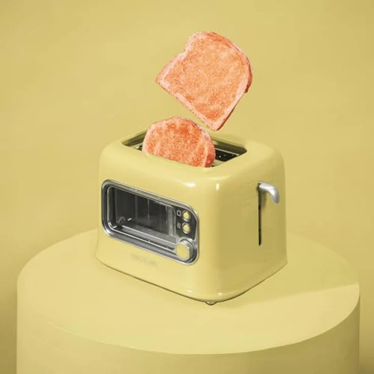 Cecotec Vertikaler Toaster RetroVision Yellow, 700W, 2 extra breite Schlitze, Bräunungssteuerung, Retro-Design, Staubabdeckung – Bild 4