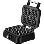 MPM MGO-40 Professionelles Waffeleisen für 2 Dicke Belgische Waffeln, Antihaftbeschichtete Platten, Temperaturregelung, Schwarz, 1500W